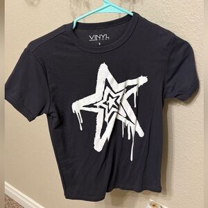 Vinyl Black Star Print Women's Short Sleeve Tee Size Small Worn Once